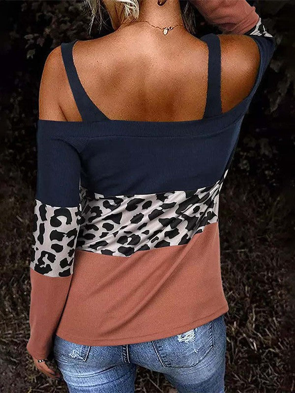 Women's Leopard Print Top with Long Sleeves