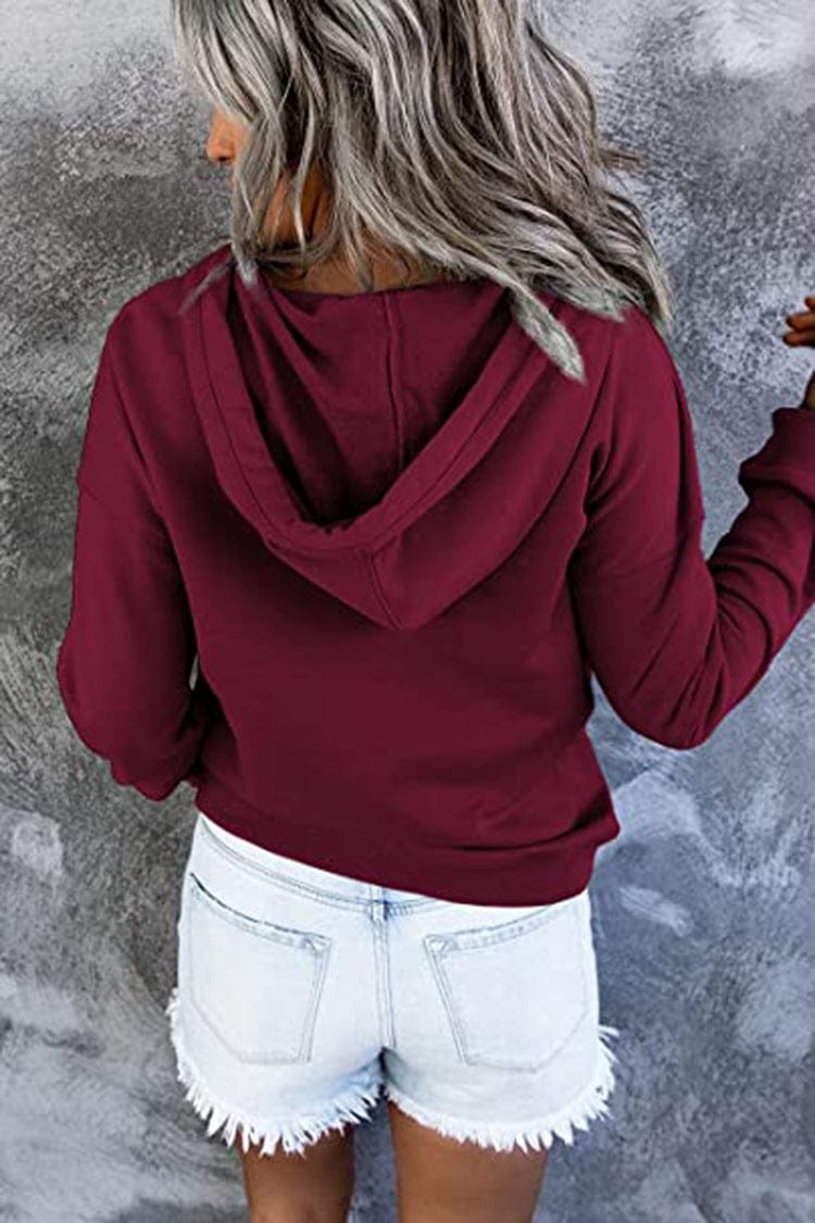 Women's Loose Casual Hooded Drawstring Pocket Sweatshirt Long Sleeve