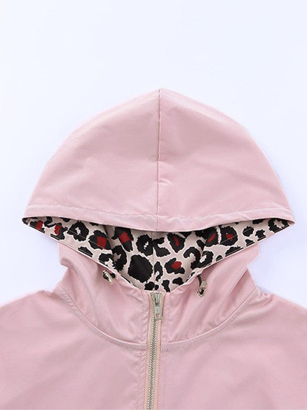 Leopard Print Patchwork Hooded Sweatshirt with Long Sleeves for Women