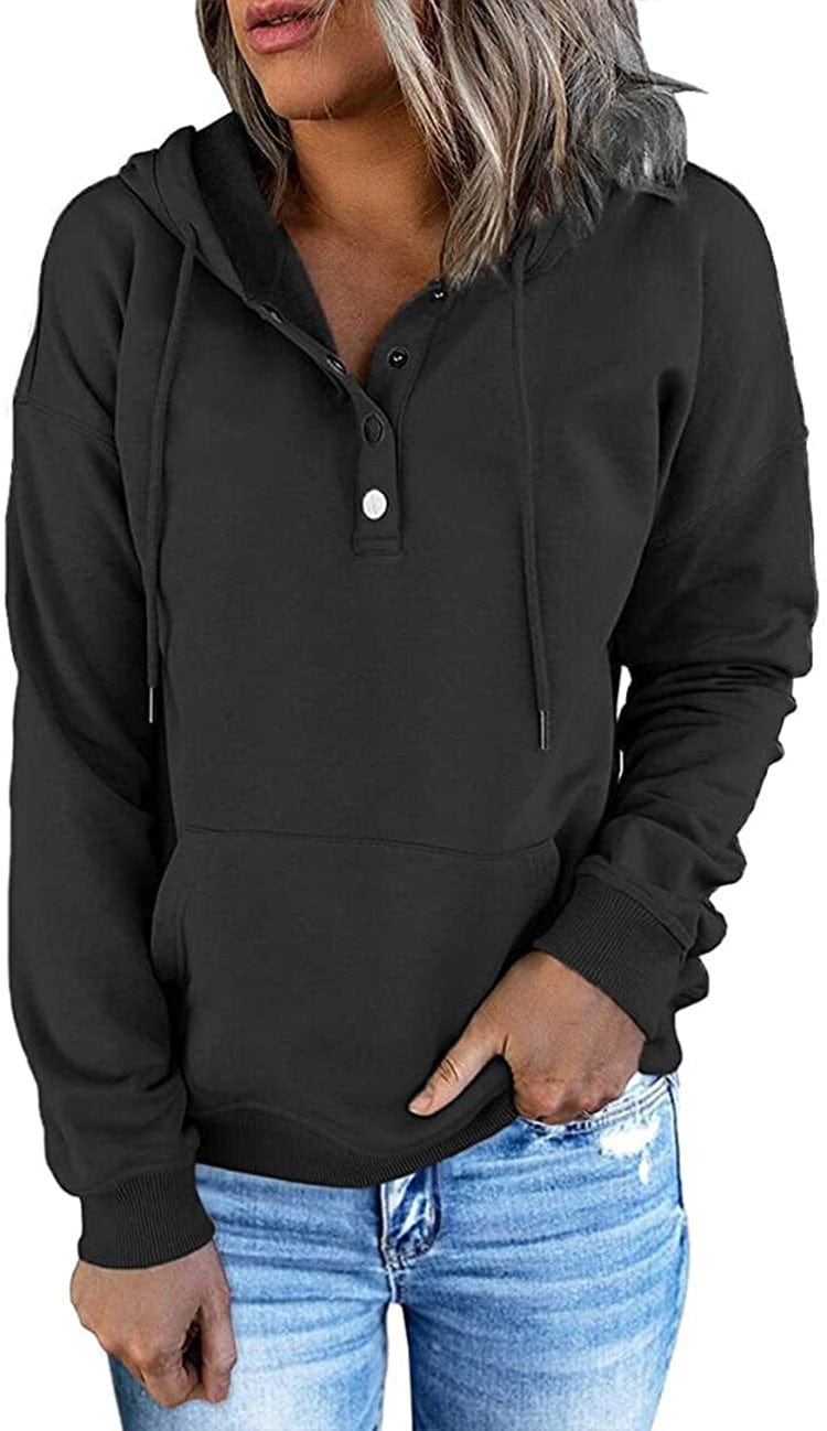 Women's Loose Casual Hooded Drawstring Pocket Sweatshirt Long Sleeve