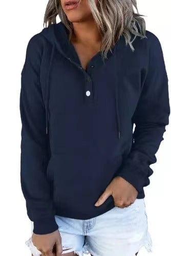 Women's Loose Casual Hooded Drawstring Pocket Sweatshirt Long Sleeve