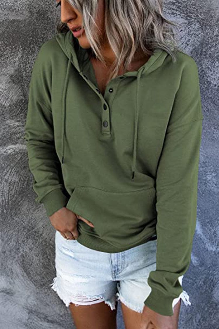 Women's Loose Casual Hooded Drawstring Pocket Sweatshirt Long Sleeve
