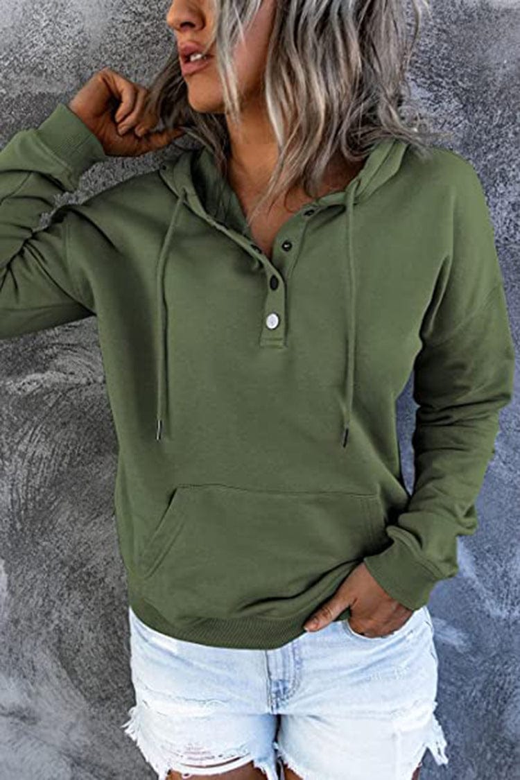 Women's Loose Casual Hooded Drawstring Pocket Sweatshirt Long Sleeve