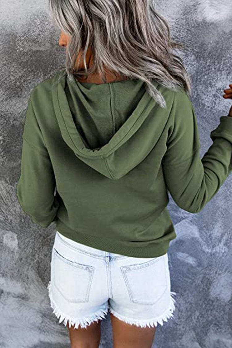 Women's Loose Casual Hooded Drawstring Pocket Sweatshirt Long Sleeve