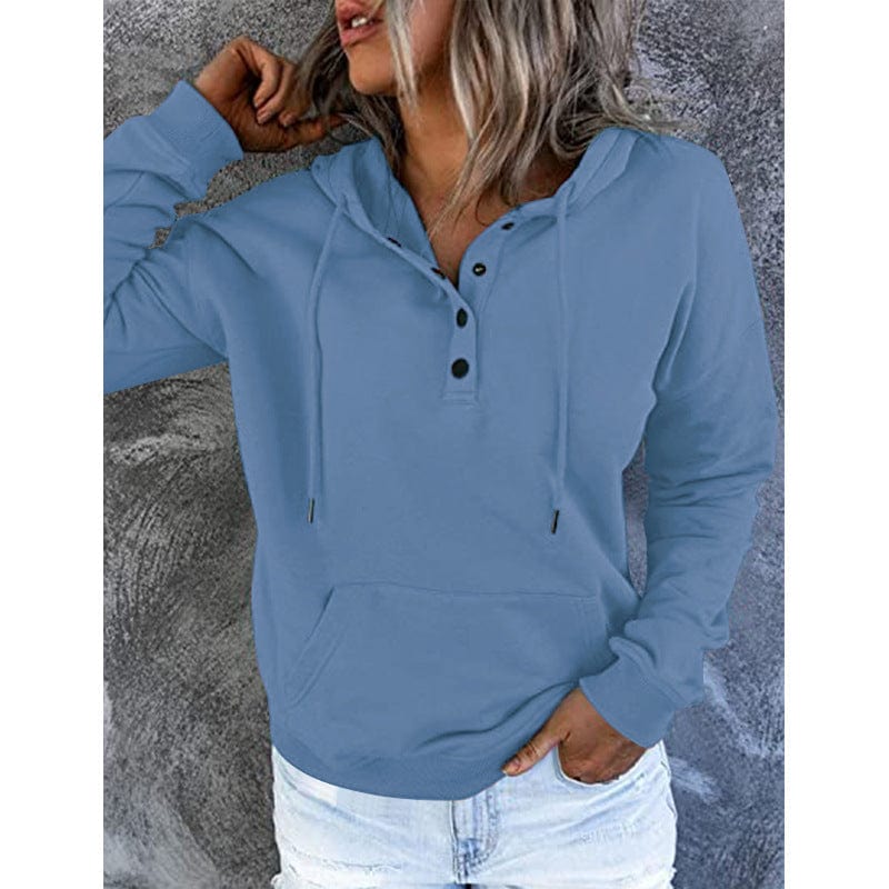 Women's Loose Casual Hooded Drawstring Pocket Sweatshirt Long Sleeve
