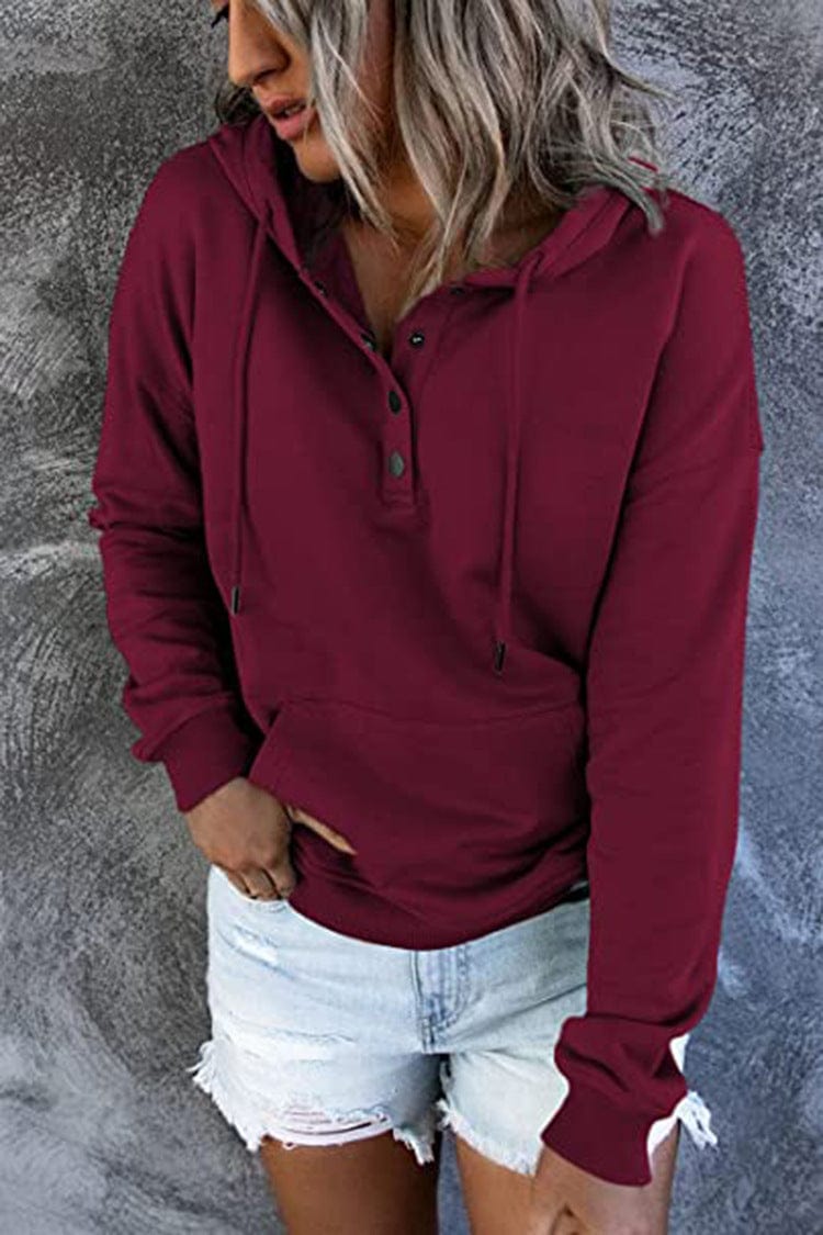 Women's Loose Casual Hooded Drawstring Pocket Sweatshirt Long Sleeve