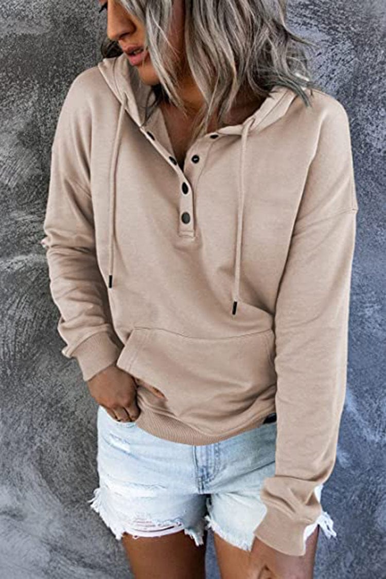 Women's Loose Casual Hooded Drawstring Pocket Sweatshirt Long Sleeve