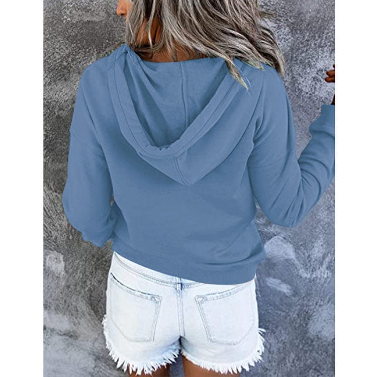 Women's Loose Casual Hooded Drawstring Pocket Sweatshirt Long Sleeve