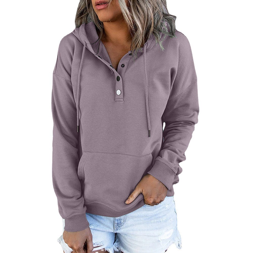 Women's Loose Casual Hooded Drawstring Pocket Sweatshirt Long Sleeve