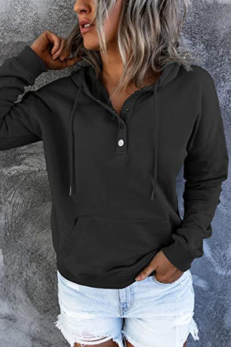 Women's Loose Casual Hooded Drawstring Pocket Sweatshirt Long Sleeve