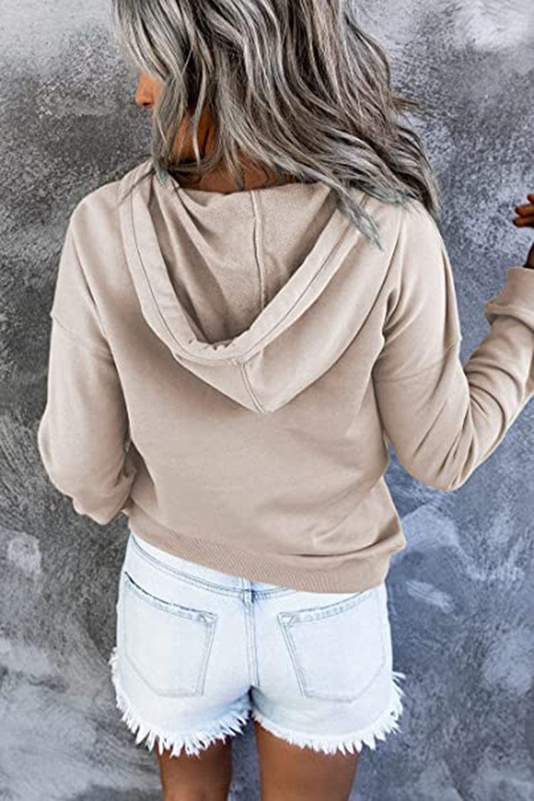 Women's Loose Casual Hooded Drawstring Pocket Sweatshirt Long Sleeve