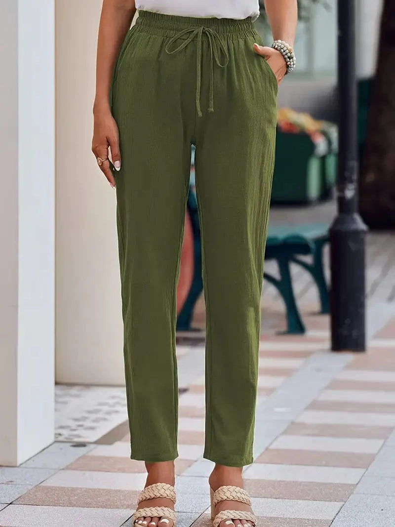 Everyday Drawstring Waist Pants for Women, Stylish Casual Bottoms