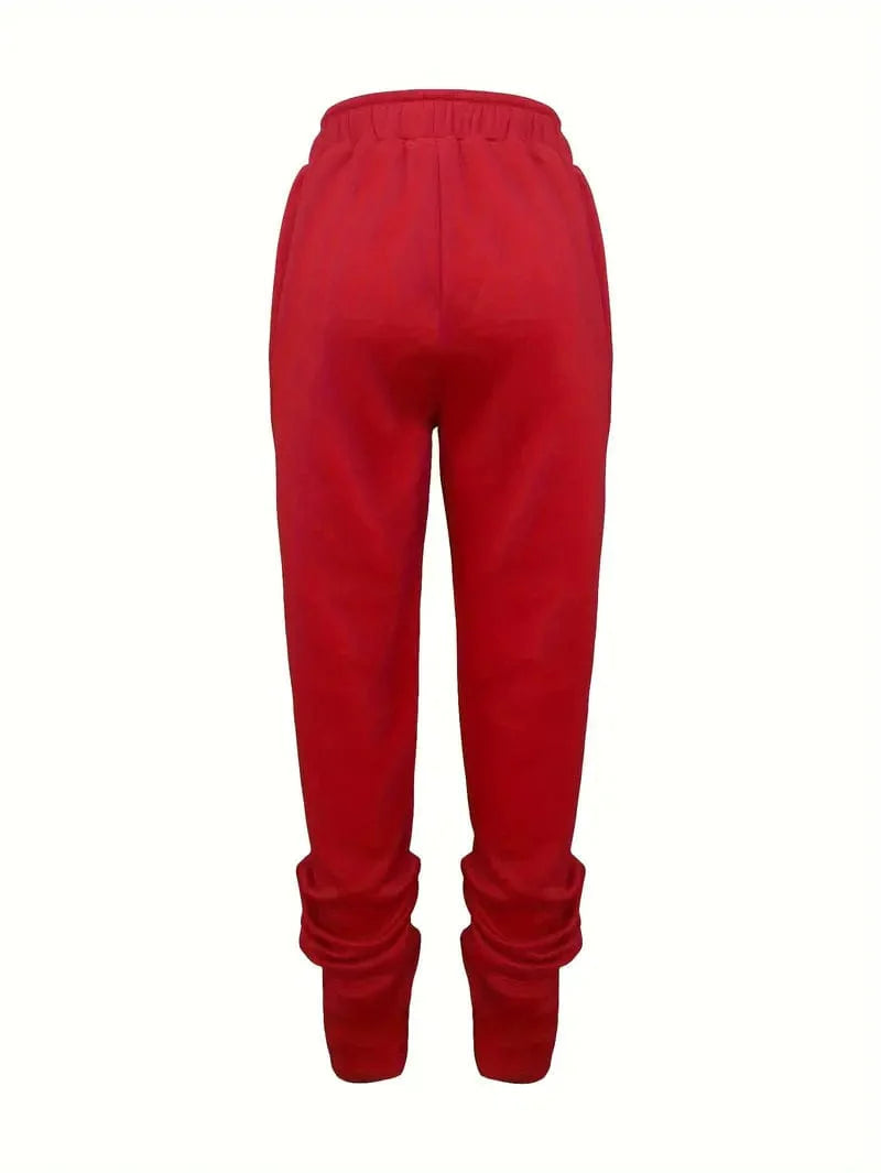 Long Drawstring Pants with Dual Pockets for Women's Fall & Winter Wear
