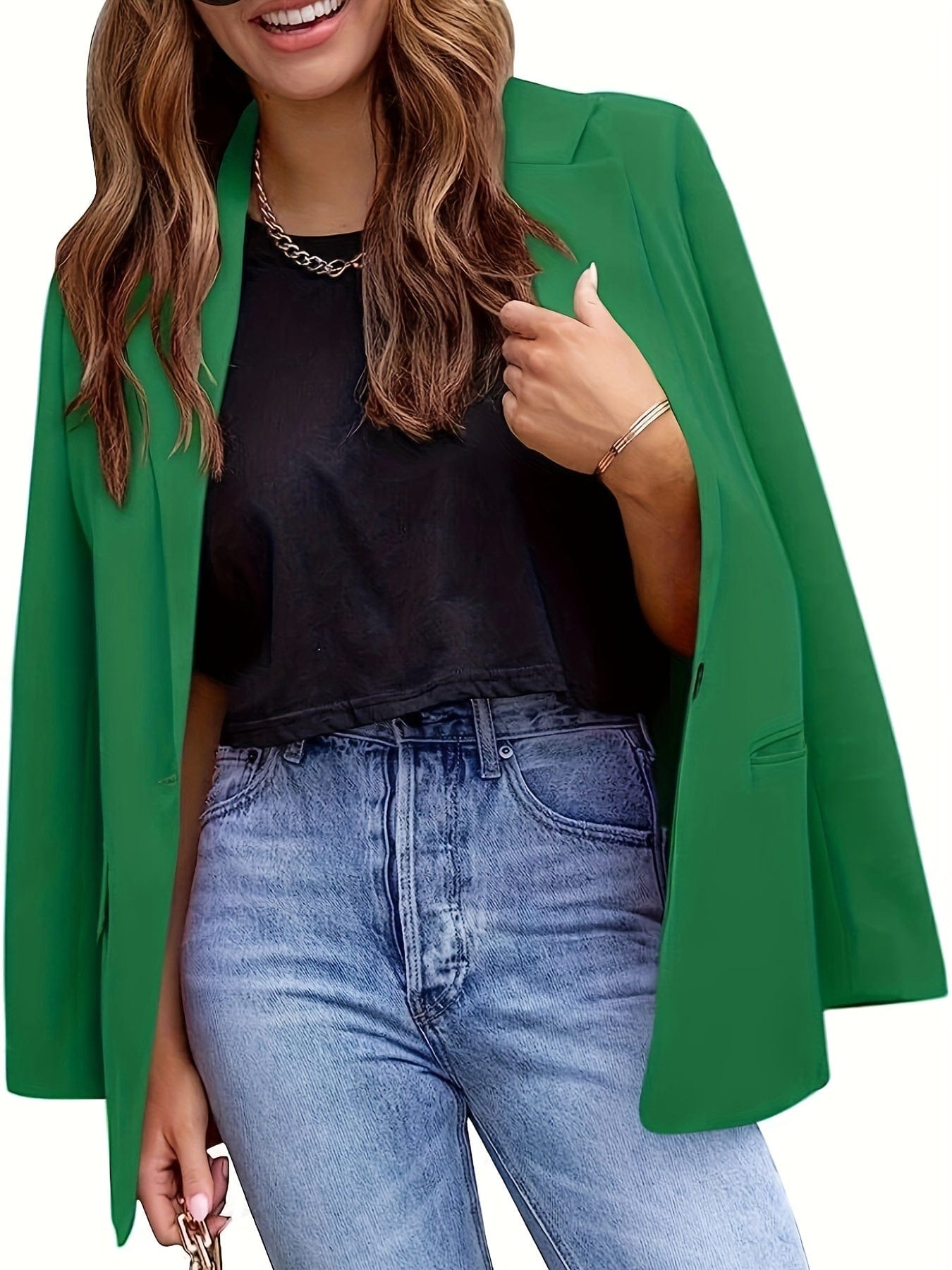 Office Work Lapel Stylish Button Front Blazer