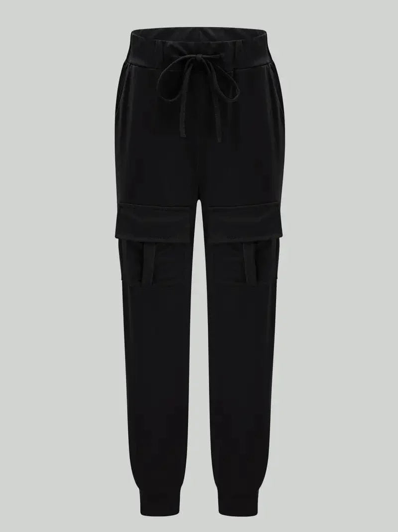 Versatile Drawstring Cargo Jogger Pants for Women, Ideal for Spring and Autumn