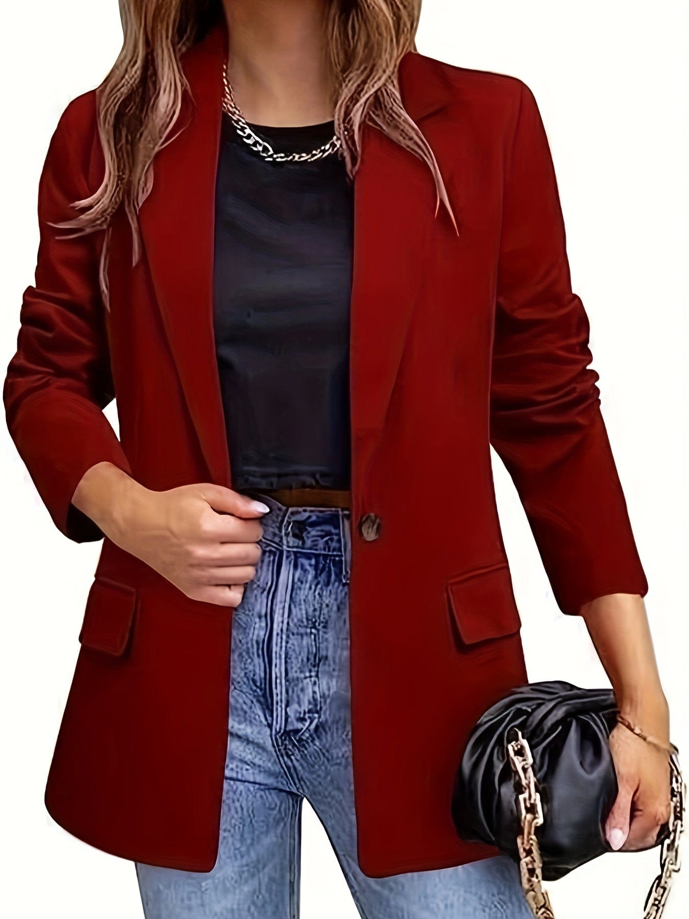 Office Work Lapel Stylish Button Front Blazer