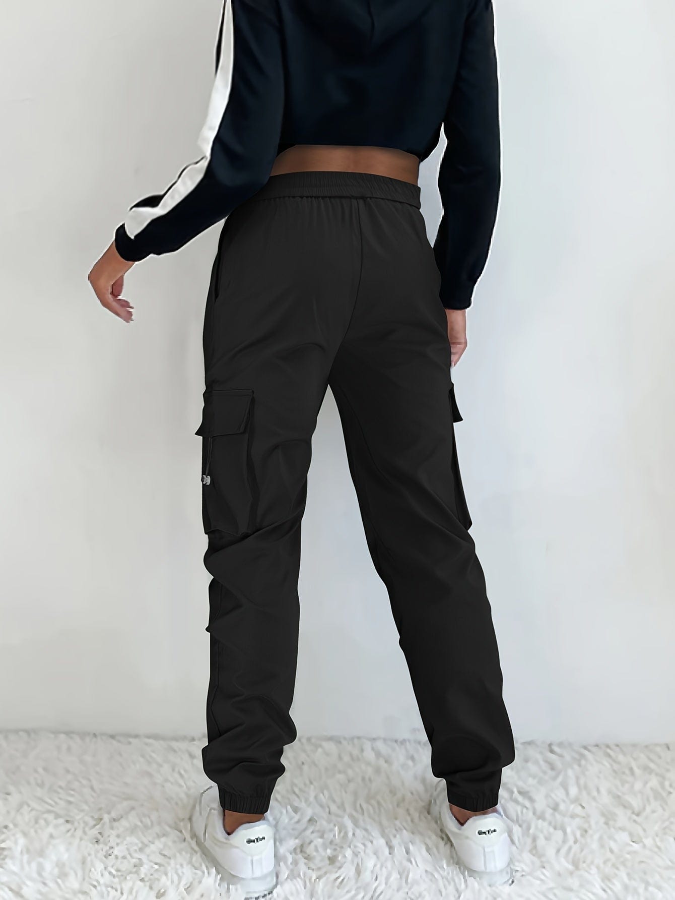 Casual Solid Drawstring Cargo Athleisure Sports Pants