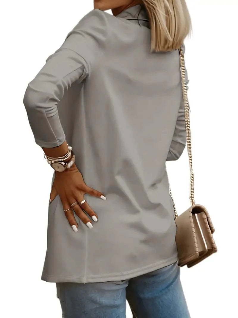 Casual Solid Lapel Blazer for Women: Stylish Open Front Long Sleeve Work Office Outerwear