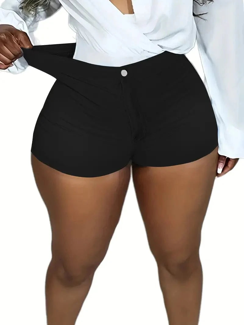 Flattering High-Waist Stretchy Denim Shorts for Effortless Spring/Summer Style