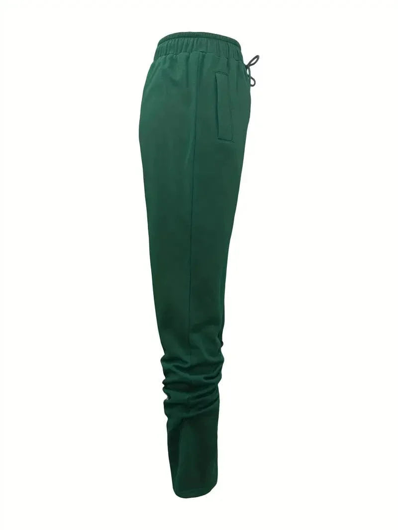 Long Drawstring Pants with Dual Pockets for Women's Fall & Winter Wear