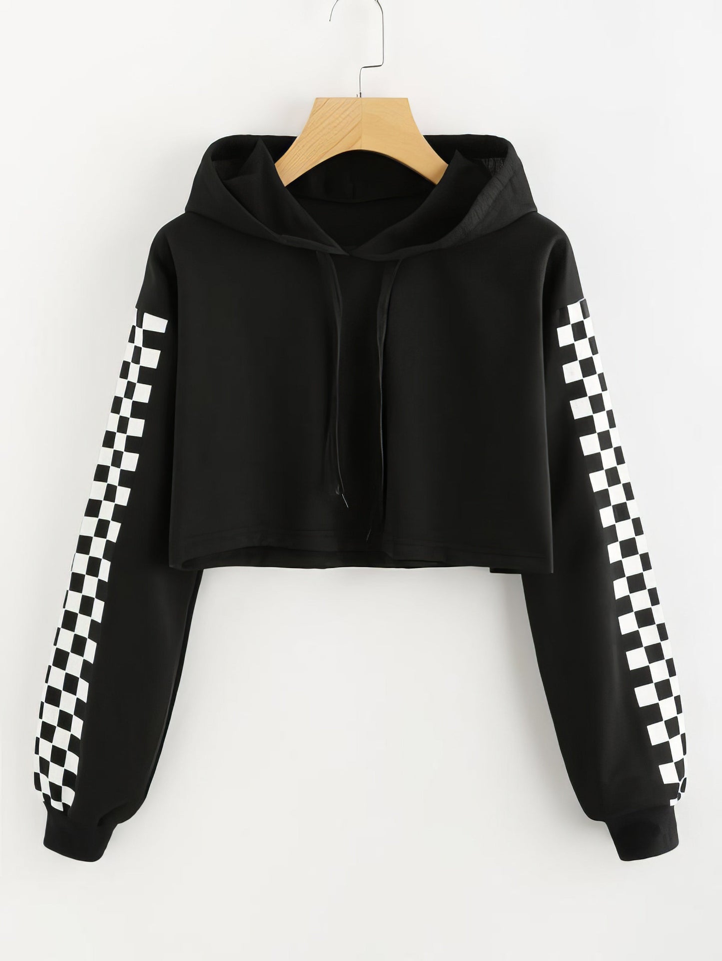 Stylish Checkered Drawstring Hoodie