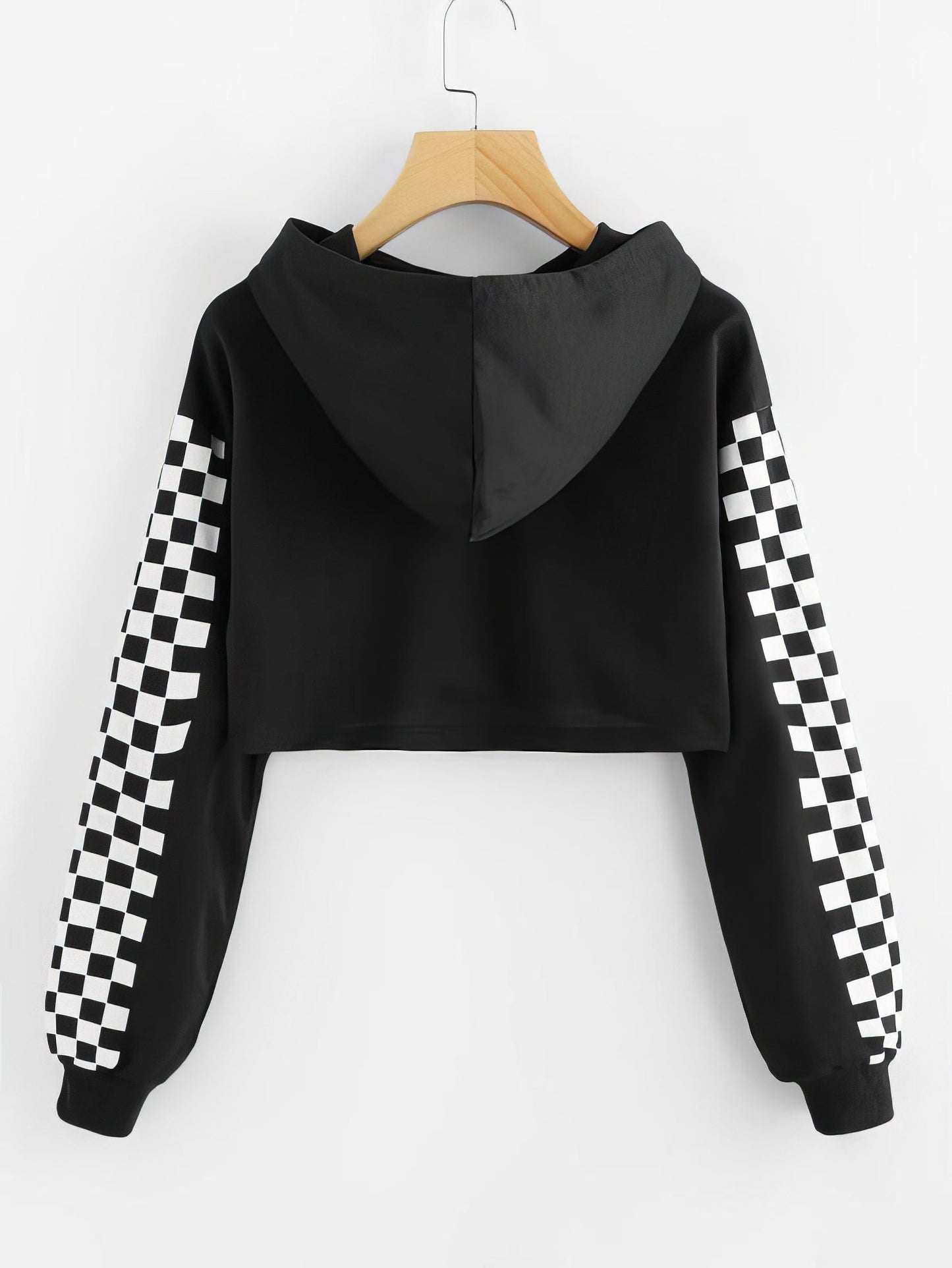 Stylish Checkered Drawstring Hoodie