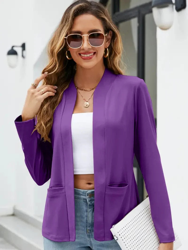 Chic Open Front Blazer with Stylish Pockets for Women