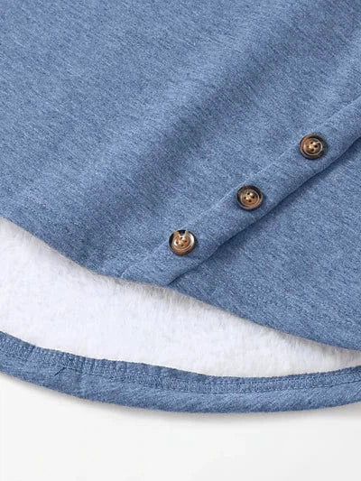 Cozy Sherpa Fleece Lined Women's Hoodie Sweatshirt with Letter Print and Button Detail