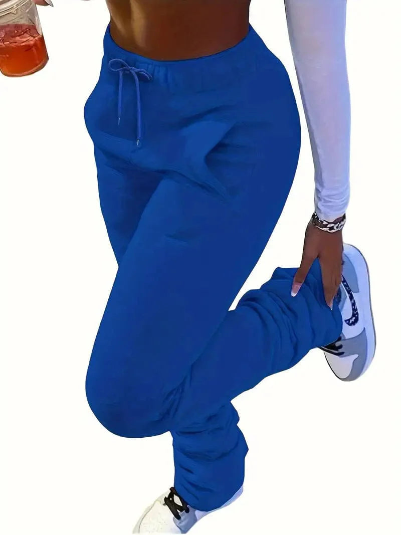 Long Drawstring Pants with Dual Pockets for Women's Fall & Winter Wear