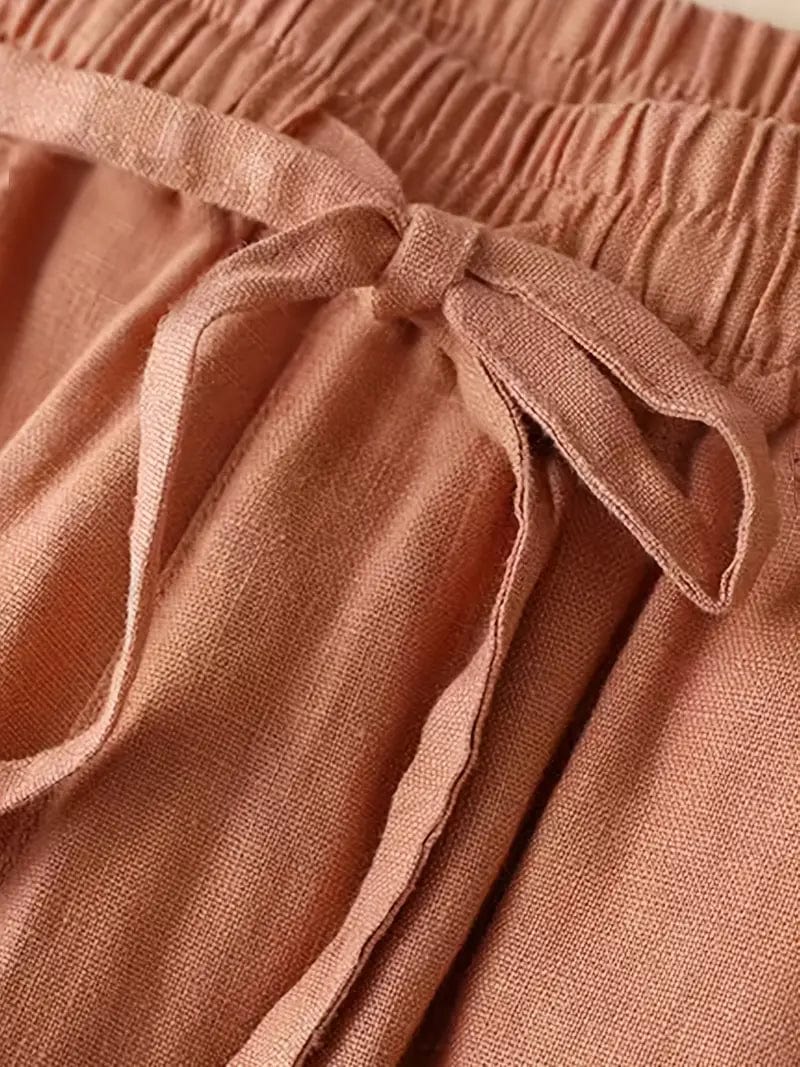 Wide Leg Drawstring Pants, Relaxed Fit Trousers Ideal for Spring & Summer, Women's Apparel