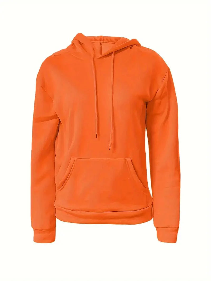 Women's Sweatshirt with Long Sleeve Drawstring Hood and Front Kangaroo Pocket