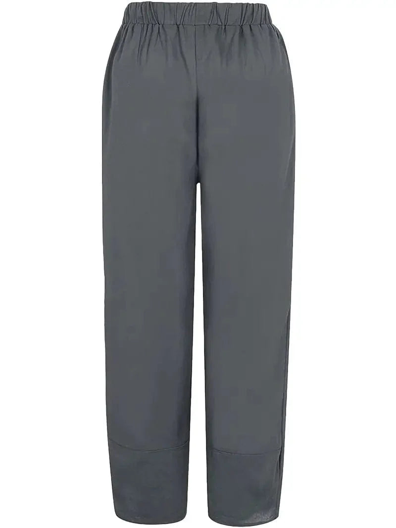 Elastic Cropped Trousers in Solid Color, Comfy Loose Fit for Spring & Summer, Women's Apparel