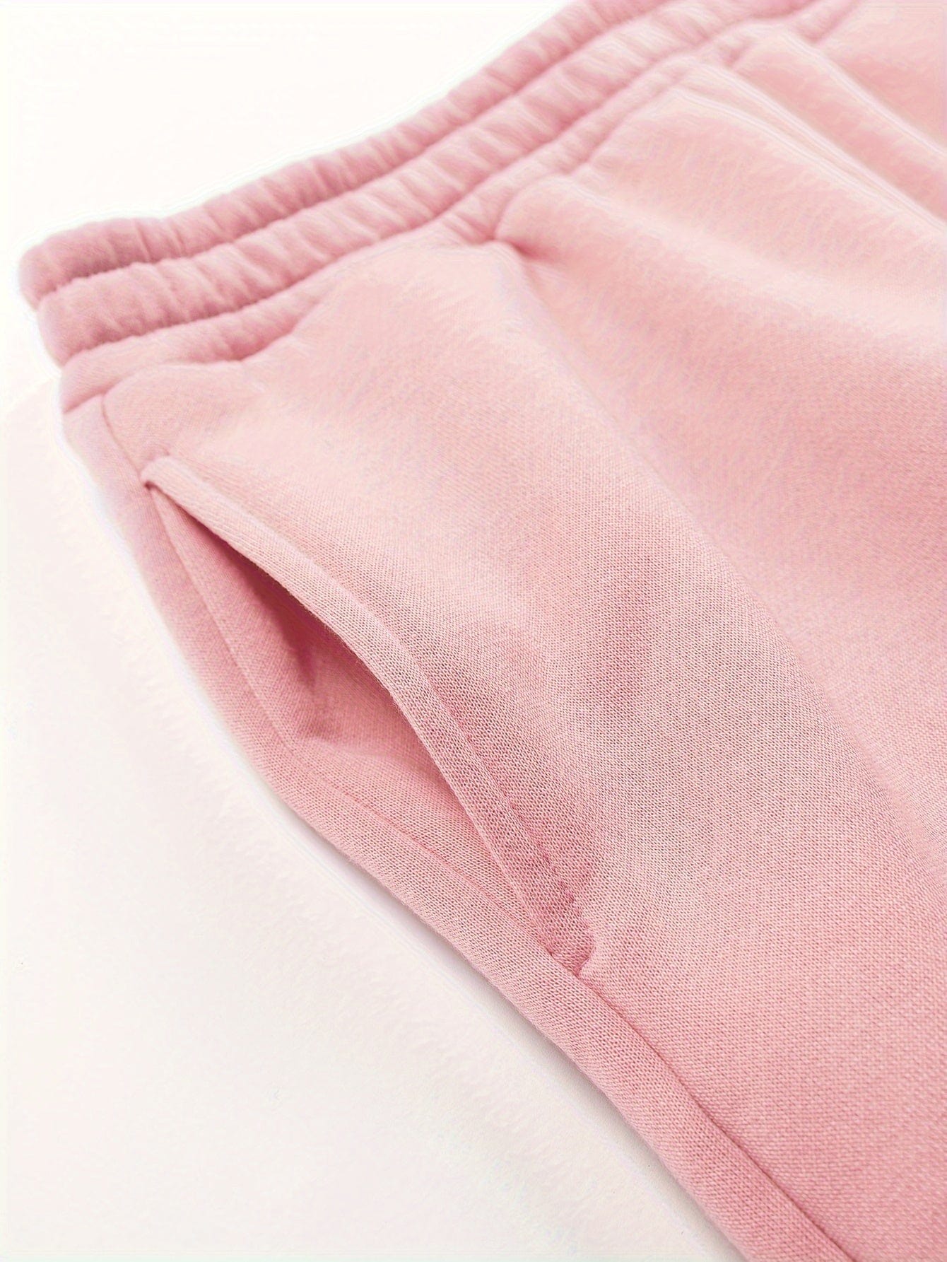 Elastic Hem Fleece Lining Drawstring Hoodie & Jogging Pants Two-Piece Set