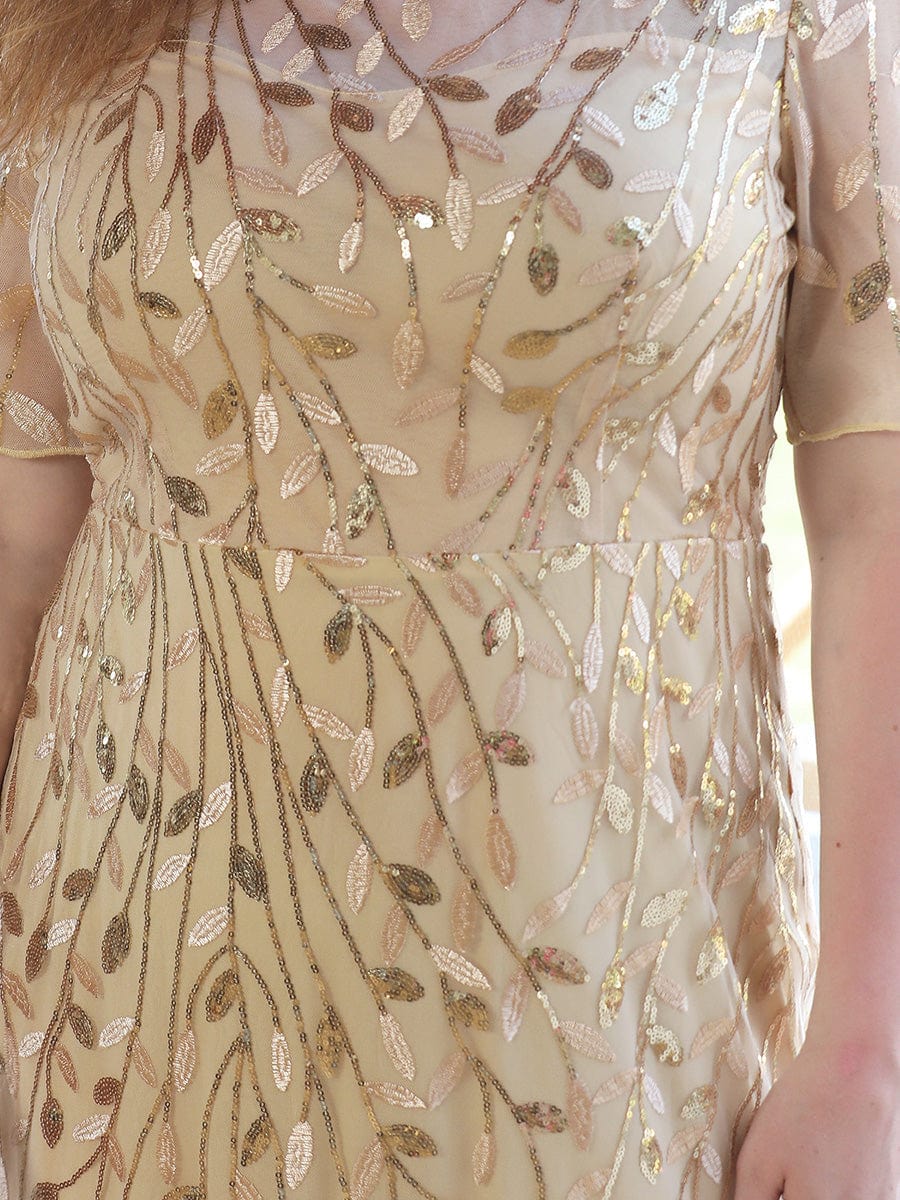 Shimmery Sequin Floral Fishtail Tulle Dress for Plus Size Beauty