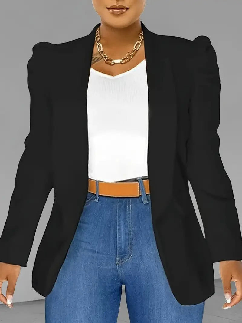 Elegant Solid Open Front Blazer for Women's Work Office Attire