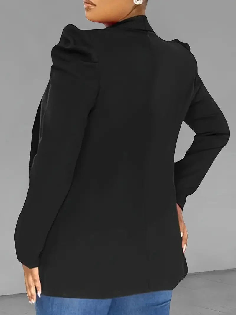 Elegant Solid Open Front Blazer for Women's Work Office Attire