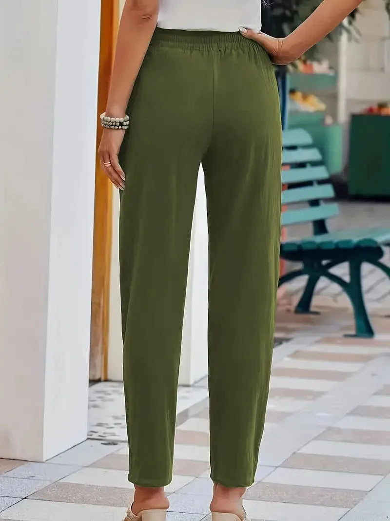 Everyday Drawstring Waist Pants for Women, Stylish Casual Bottoms