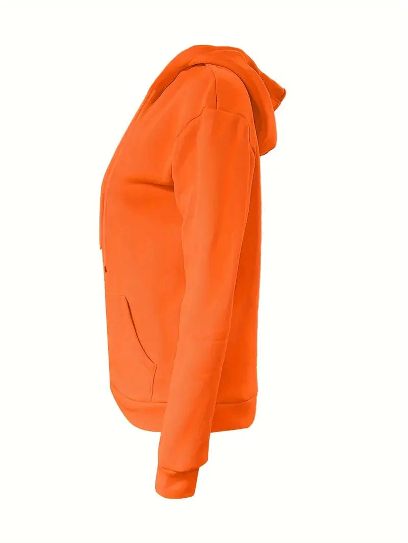 Women's Sweatshirt with Long Sleeve Drawstring Hood and Front Kangaroo Pocket