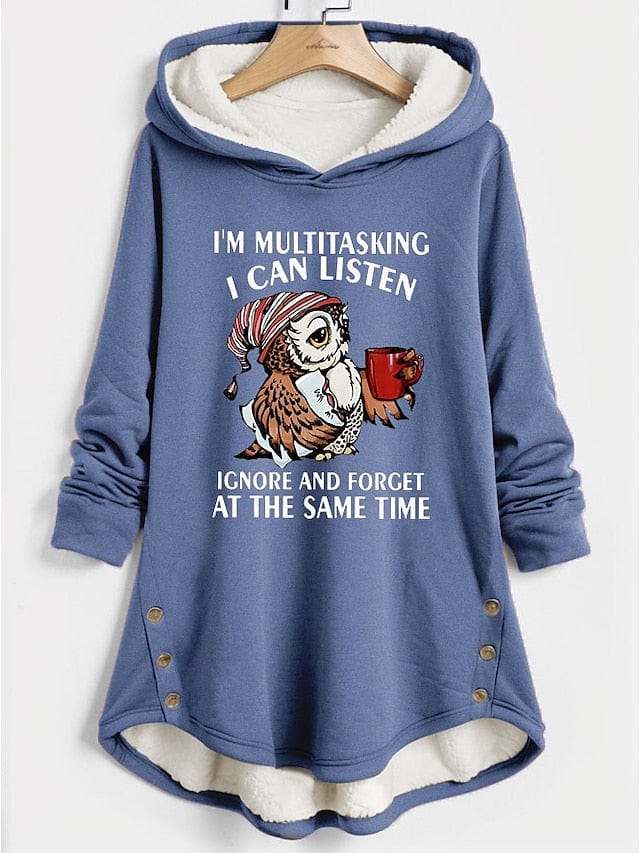 Stay Warm and Stylish with Women's Sherpa Fleece Lined Animal Print Hoodie Sweatshirt for Fall & Winter
