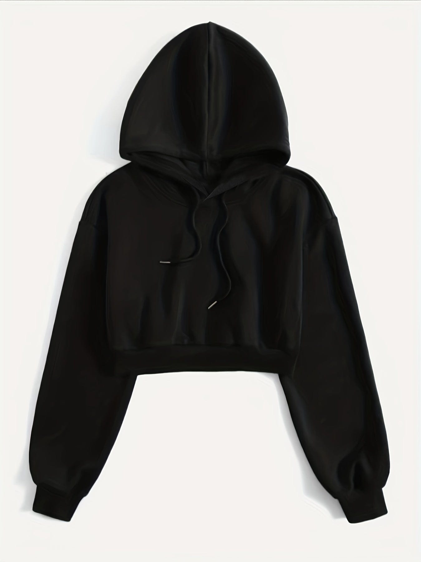 Casual Cozy Drawstring Thermal Lined Crop Hoodie