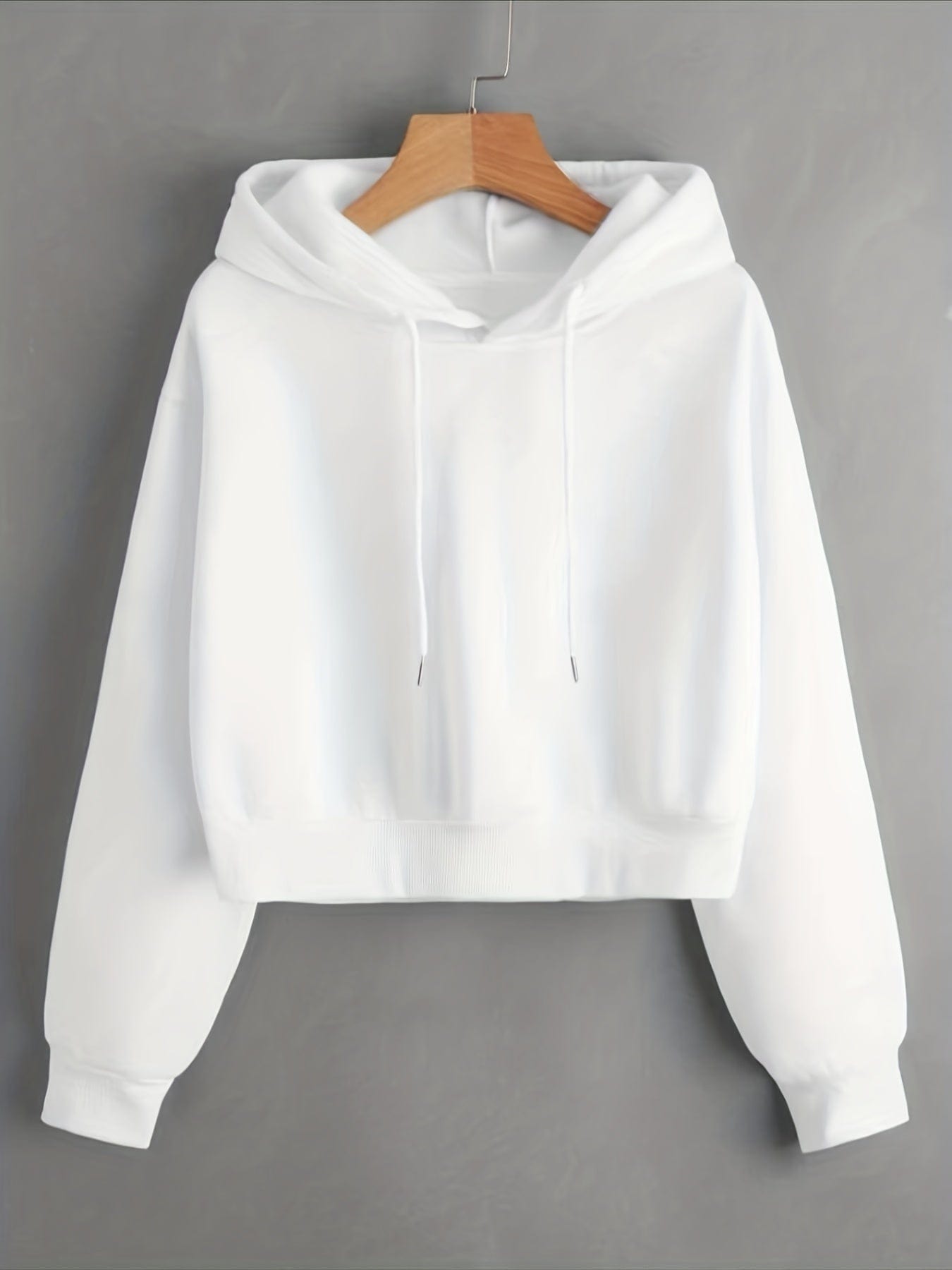 Casual Cozy Drawstring Thermal Lined Crop Hoodie