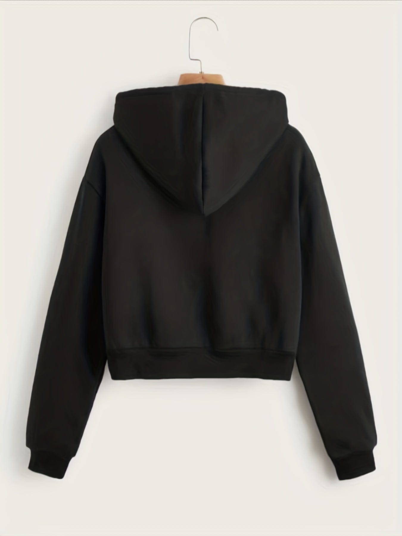 Casual Cozy Drawstring Thermal Lined Crop Hoodie