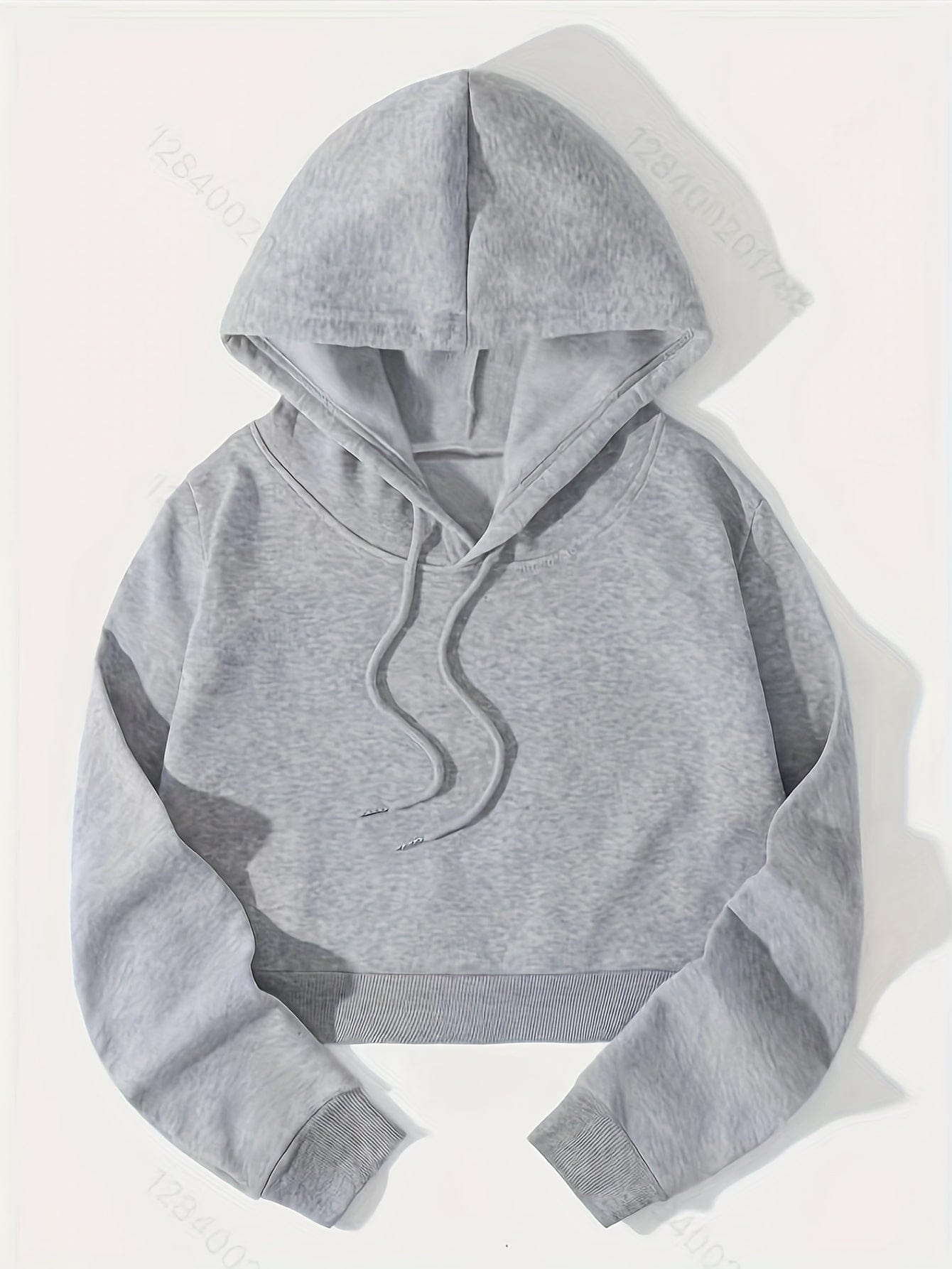 Casual Cozy Drawstring Thermal Lined Crop Hoodie
