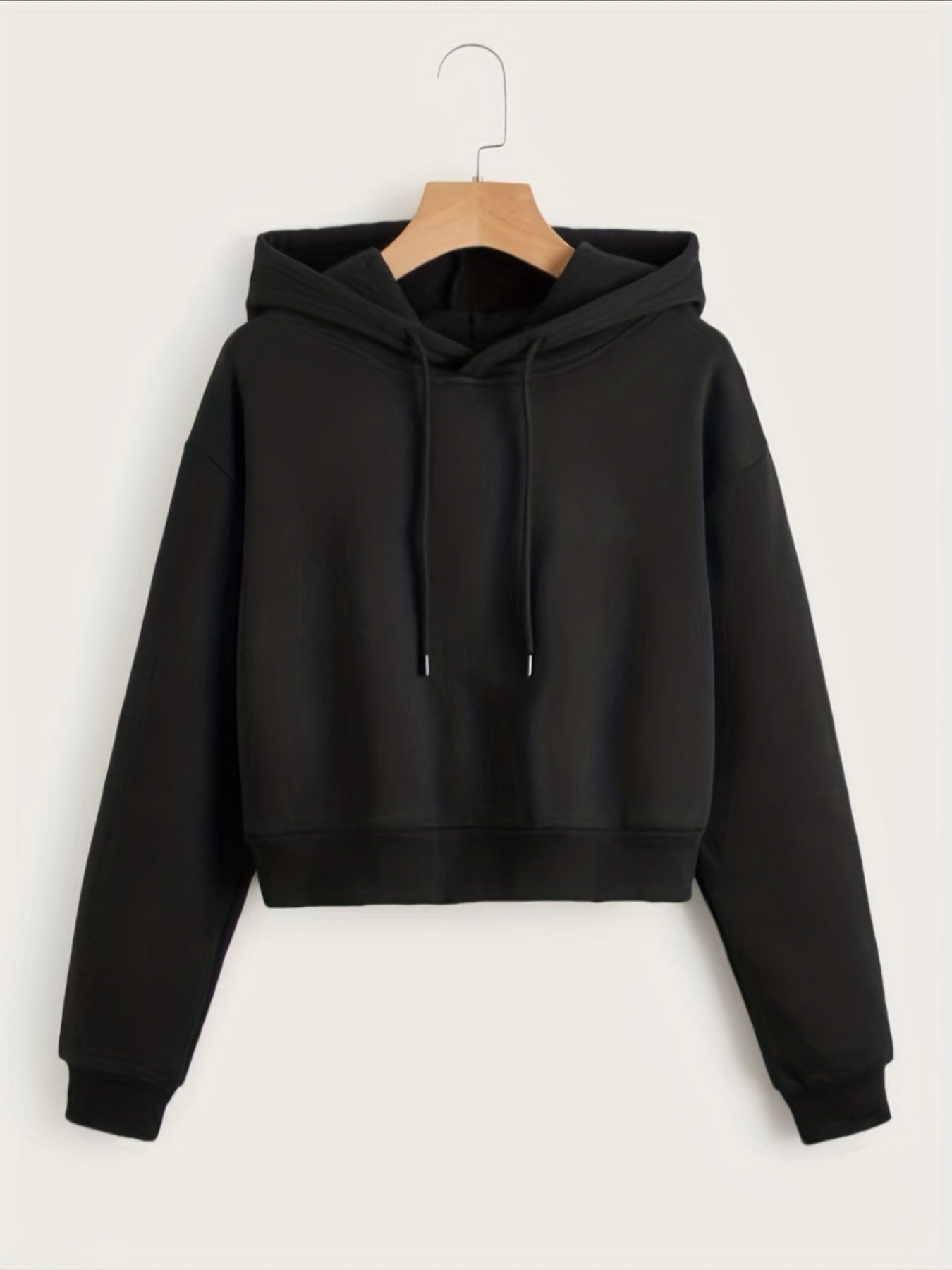Casual Cozy Drawstring Thermal Lined Crop Hoodie
