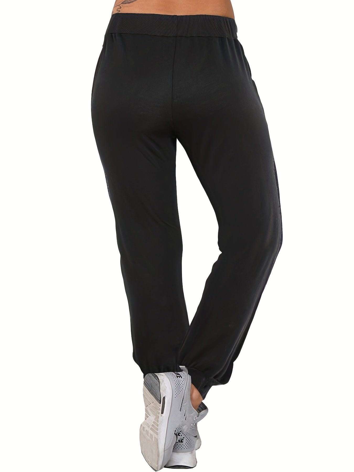 Casual Versatile Solid Tie Waist Pockets Pants
