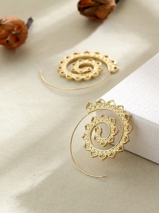 Elegant Filigree Wave Alloy Hoop Earrings for Women's Christmas Party and Wedding
