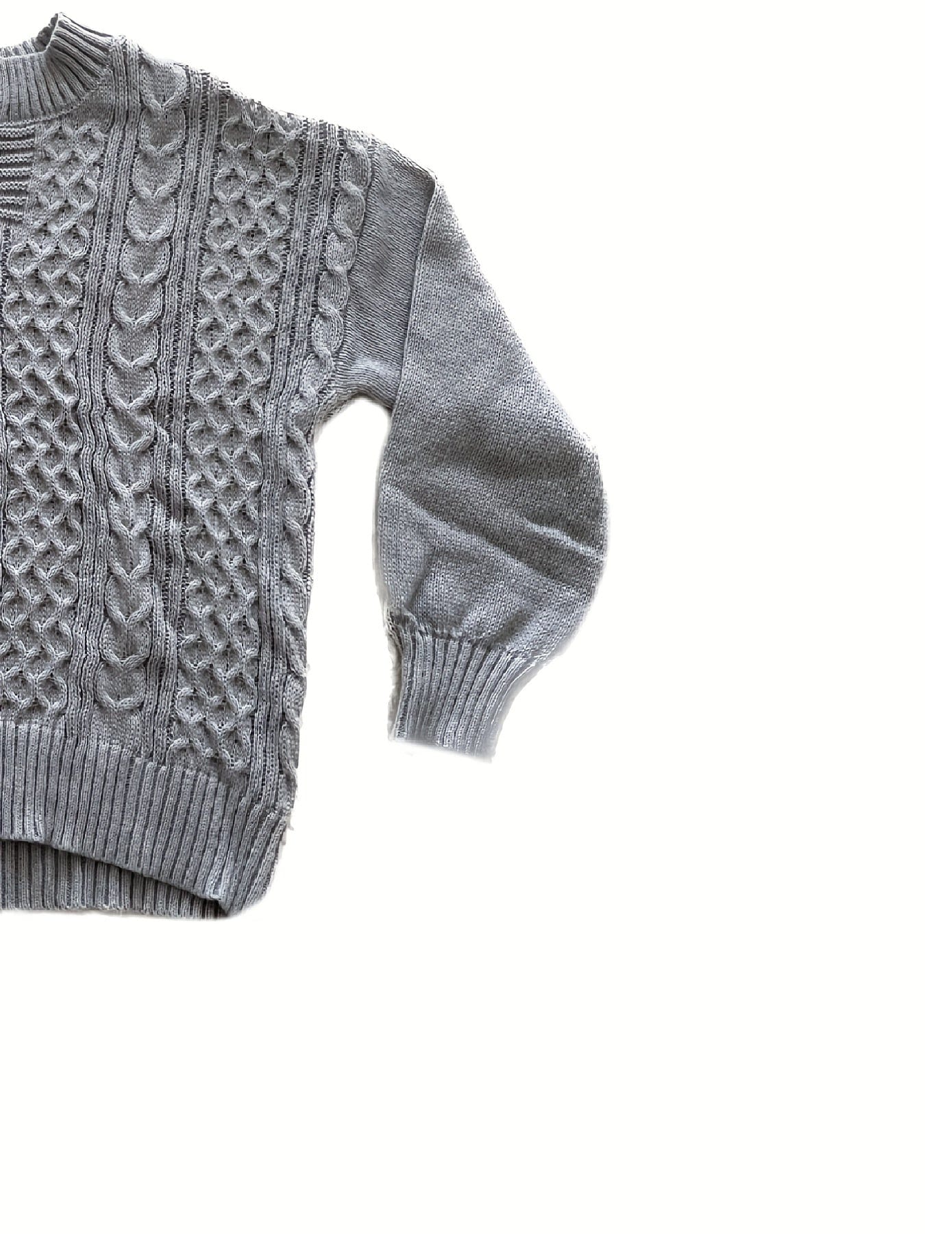 Plus Size Casual Sweater, Women's Plus Solid Jacquard Long Sleeve Notched Neck Slight Stretch Sweater