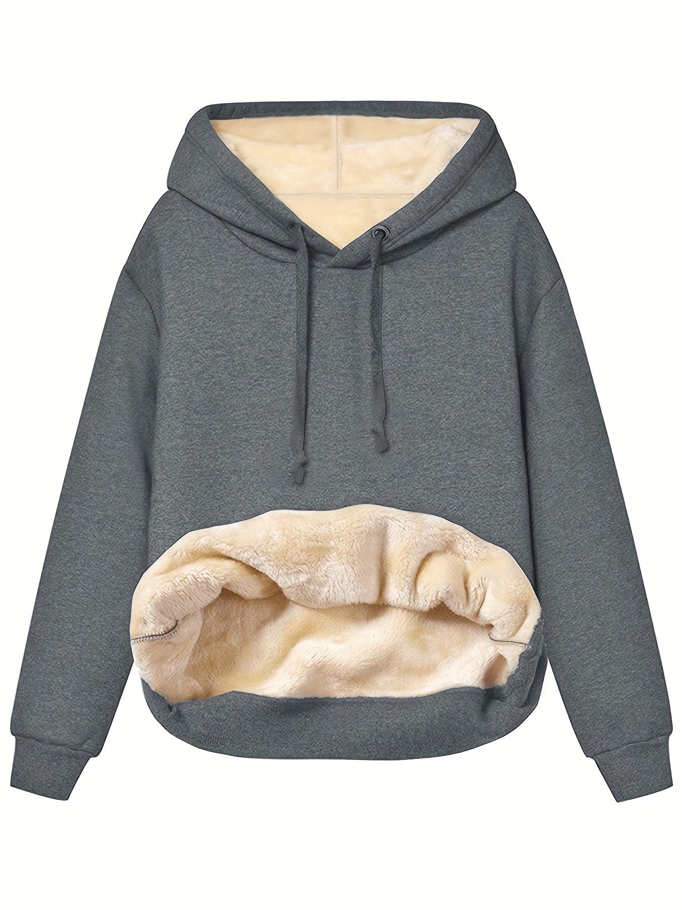 Solid Cozy Stylish Kangaroo Pocket Long Sleeve Hoodie
