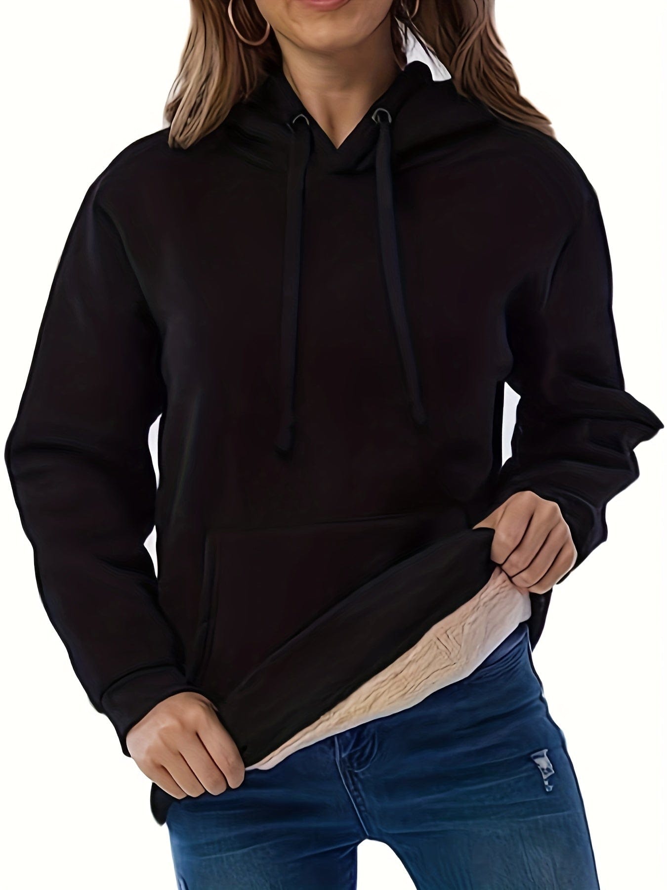 Solid Cozy Stylish Kangaroo Pocket Long Sleeve Hoodie