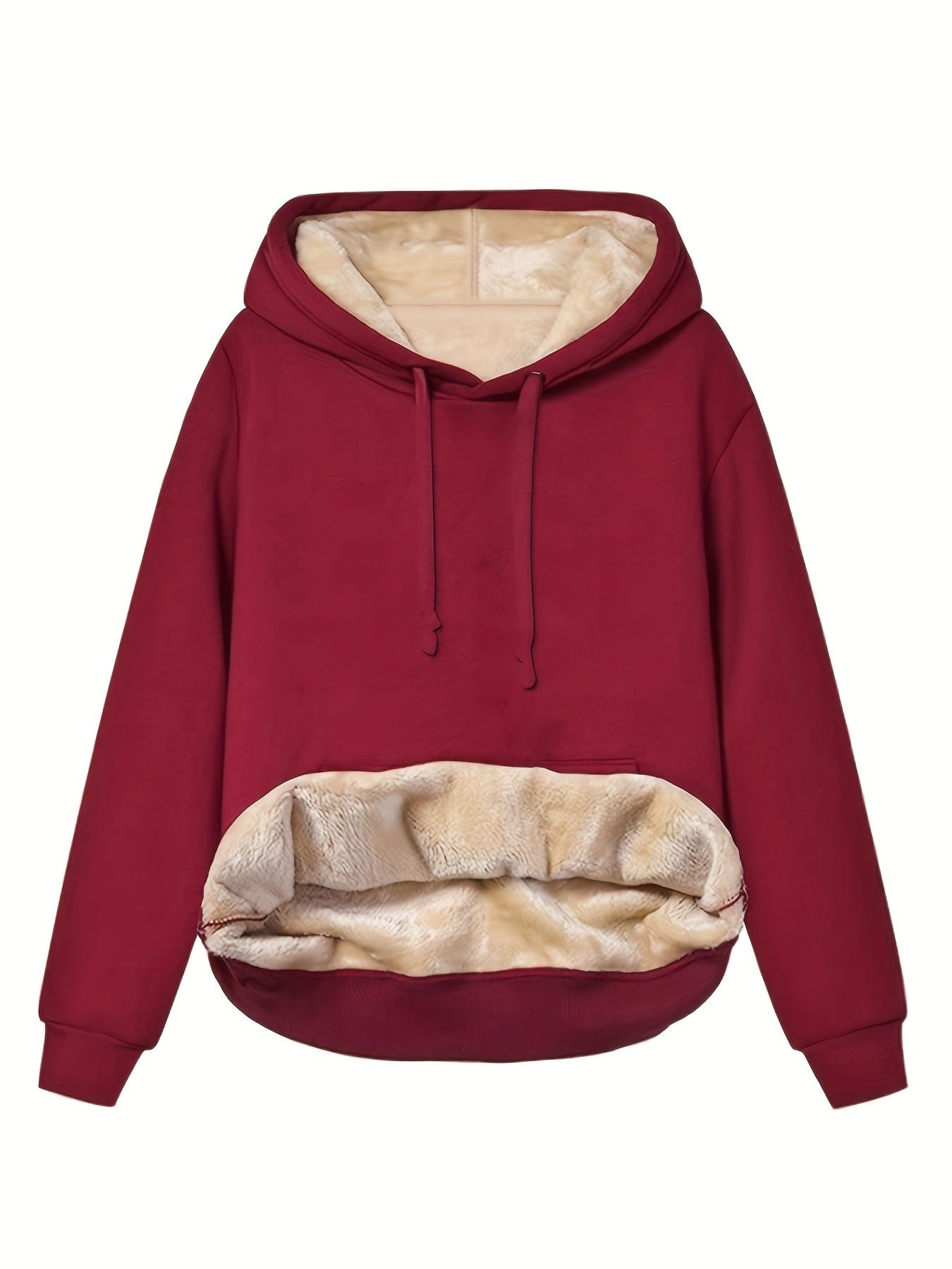 Solid Cozy Stylish Kangaroo Pocket Long Sleeve Hoodie